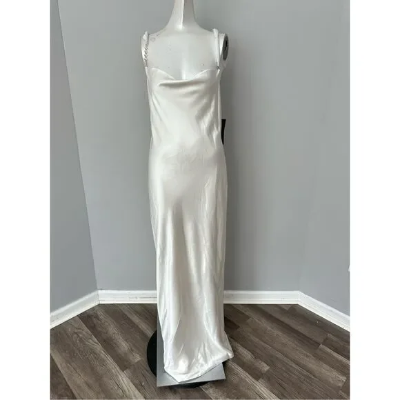 NWT Retrofete Cowl Neck Open Back Pearl Strap Electra Maxi Dress White Medium $5 - Picture 5 of 13